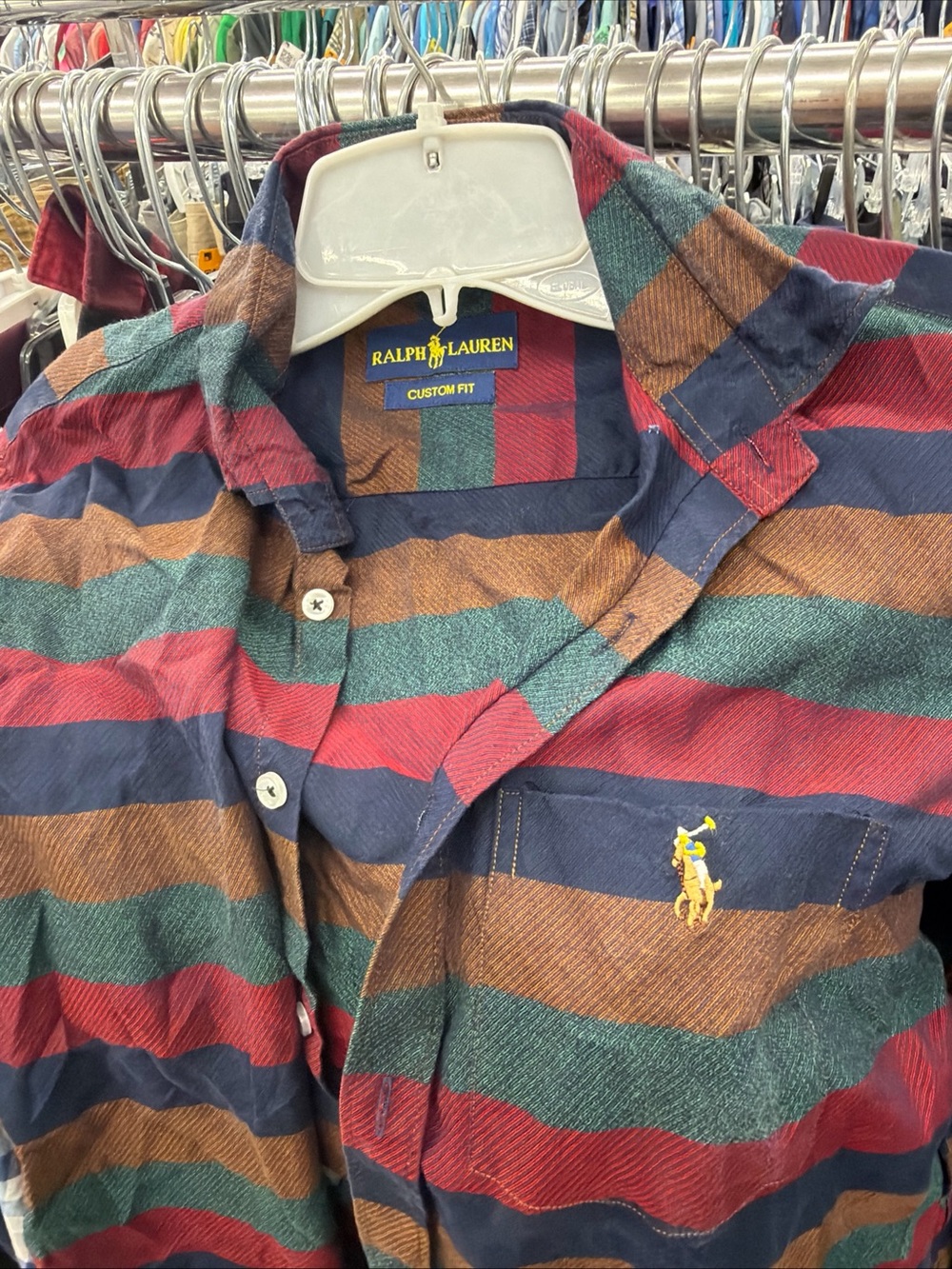 Ralph Lauren Multicolor Striped Button-Down Shirt - Red, Navy, Brown, Green